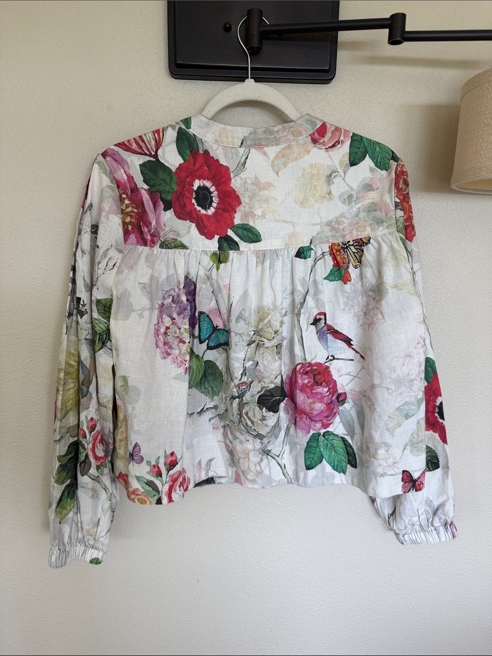 Anthropologie Yuvita Floral Bird Print Women's Linen Jacket - Large - Picture 5 of 7